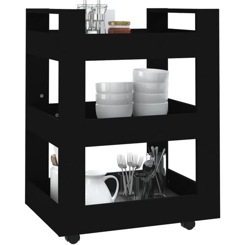  Kuhinjska kolica crna 60 x 45 x 80 cm od konstruiranog drva Slike
