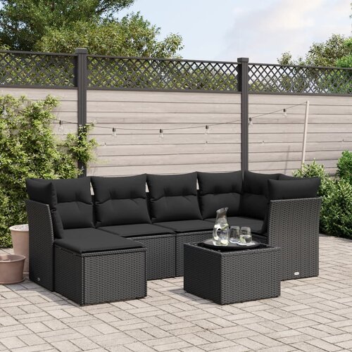 vidaXL 7-dijelni set vrtnih sofa od poliratana s jastucima crni Cijene