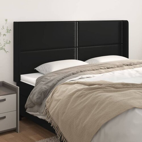 vidaXL Vzglavje z ušesi črn 203x16x118/128 cm umetno usnje Cene