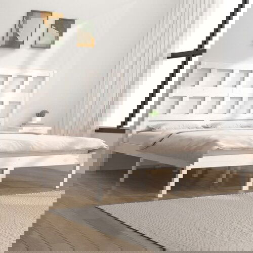  The Living Store Posteljni okvir bel iz trdne borovine 150x200 cm - Posteljni Okvir, (21526844) Slike