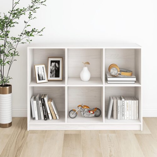 VidaXL knjižna omara bela 104x33x76 cm trdna borovina Slike
