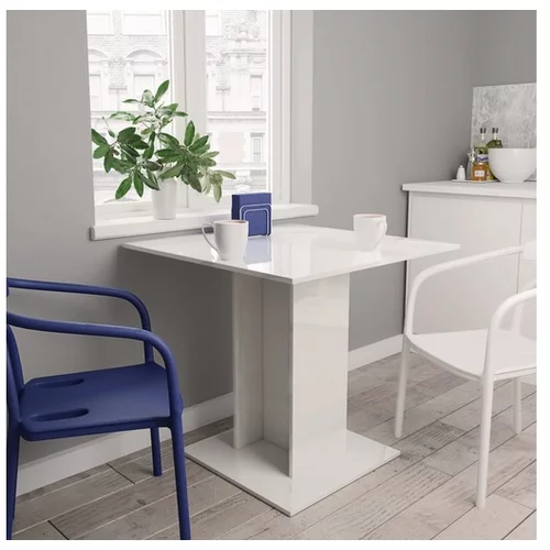  Jedilna miza visok sijaj bela 80x80x75 cm iverna plošča