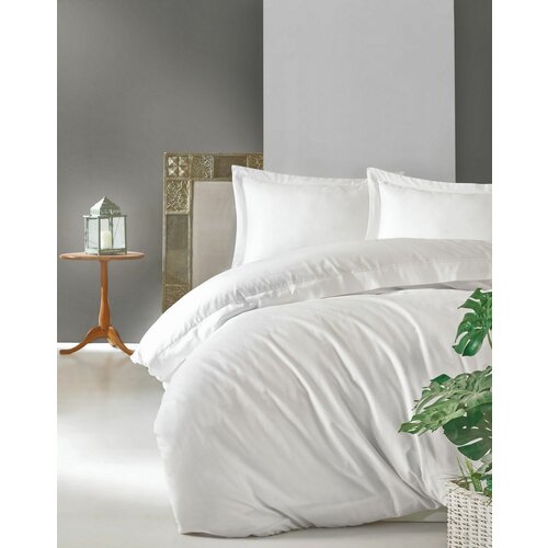 elegant - white white premium satin double quilt cover set Slike