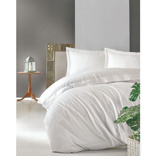 Elegant - white white premium satin double quilt cover set Slike
