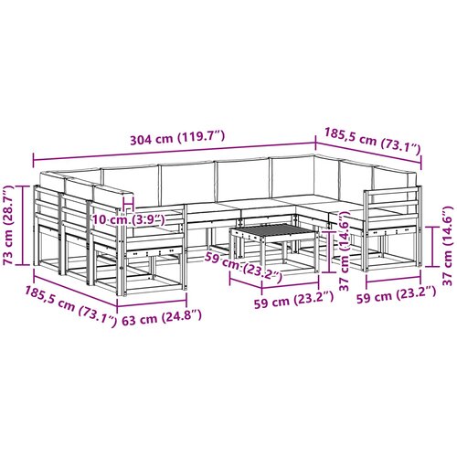  Set vanjskih sofa 10 pcs Bijela i antracit 59 x 59 x 37 cm Slike