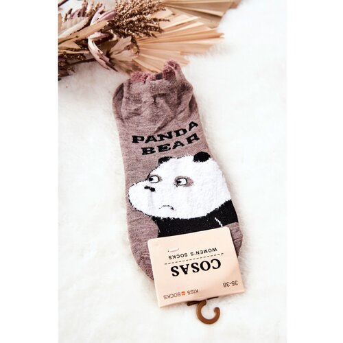 Kesi ladies&amp;#039; Cotton Teddy Bear Socks COSAS Brown Slike