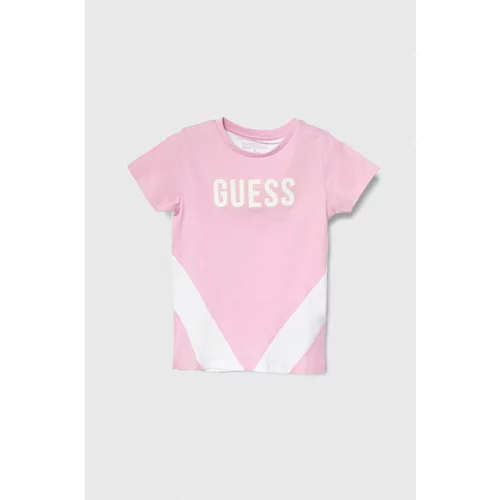 Guess Dječja pamučna majica kratkih rukava boja: ružičasta