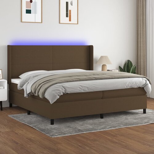The Living Store Box spring postelja z vzmetnico LED temno rjava 200x200cm blago - Box Spring Postelja, (21515770) Slike