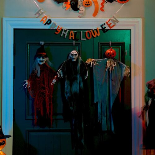 vidaXL Halloween viseči duh 3 pcs Črna 66 x 110 cm Poliester Cene