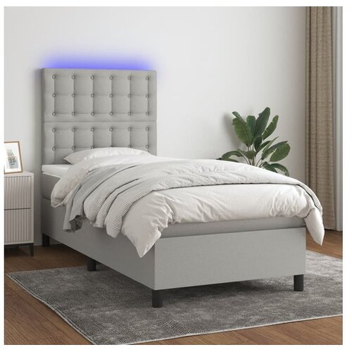  Box spring s madracem LED svjetlosivi 90x190 cm tkanina Cijene