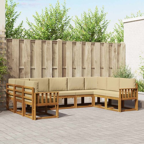  Set vanjskih sofa 9 kom. Prirodna i bež Smeđa 304 x 187,5 x 73 cm Slike