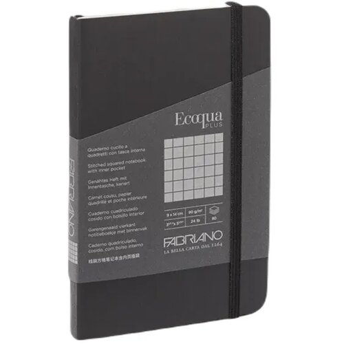  EcoquaPlus, notes, 80 lista, Fabriano, odaberite motiv 9x14 Karo Crna Slike