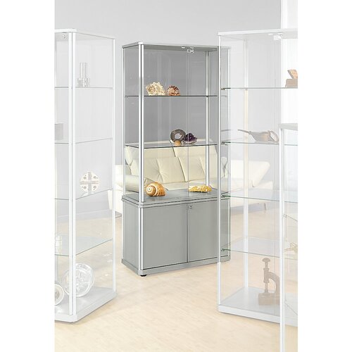eurokraft pro Sodobno oblikovana vitrina, s spodnjo omarico, VxŠxG 1800 x 820 x 420, z NN osvetlitvijo Cene