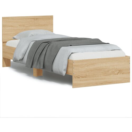 VidaXL Posteljni okvir z vzglavjem sonoma hrast 90x190 cm inž. les Slike