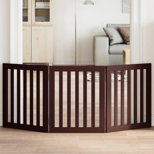 vidaXL Vrata za pse zložljiva 3 paneli rjava 150 cm topolovina Cene