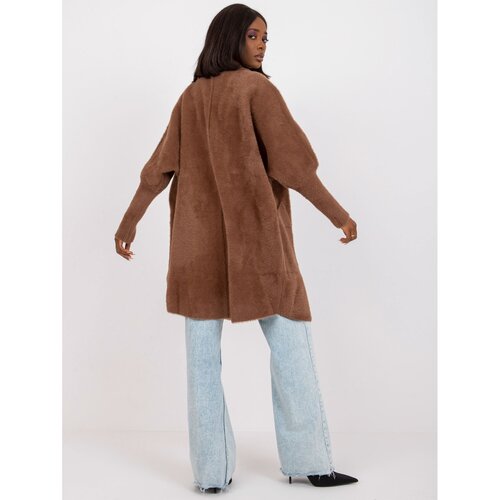 Fashion Hunters Light brown women's alpaca wool coat Cene