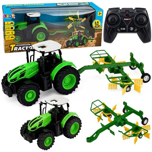  Remote Controlled Farm Tractor with Rake RC Lights 1:24 Cene