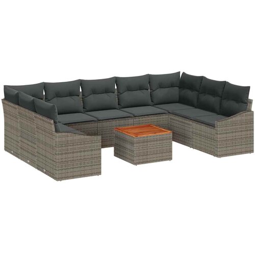  Sjedeća garnitura za vrt 10 kom. Bež i krema poliratan 289 x 178.5 x 69 cm Slike