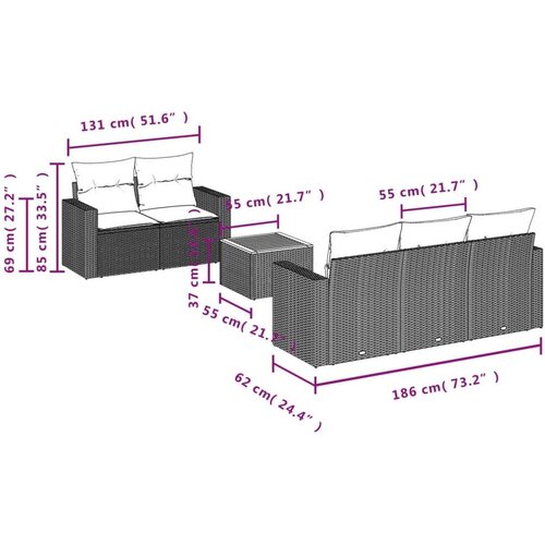 vidaXL 6-dijelni set vrtnih sofa od poliratana s jastucima sivi Cijene