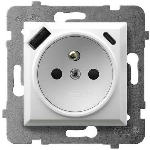  Ospel - Kućna utičnica bez okvira 230V + 1xUSB-A + 1xUSB-C ARIA bela Slike