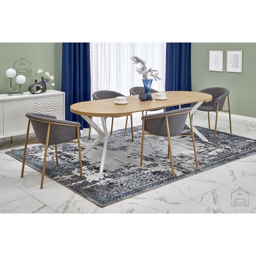 Xtra furniture Raztegljiva jedilna miza Peroni 100/250 cm - zlati hrast/bela, (20538414) Cene