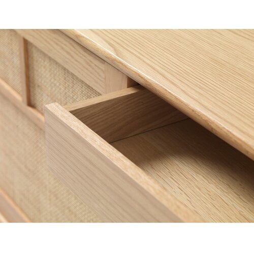 Unique Furniture Nizka komoda v hrastovem dekorju z drsnimi vrati v naravni barvi 180x80 cm Barrali &amp;ndash; Slike