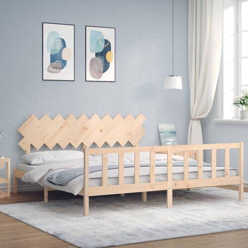 vidaXL Posteljni okvir z vzglavjem 200x200 cm trden les Cene