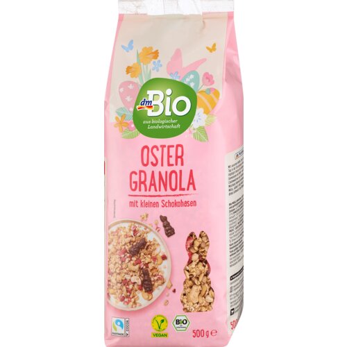 dmBio Granola - Musli proizvod sa čokoladnim figurama i sušenim jagodama 500 g Slike