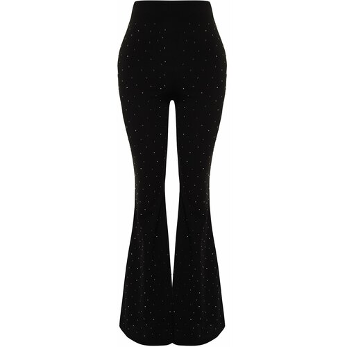 Trendyol Black Knitted Shiny Jewelled Trousers Cene