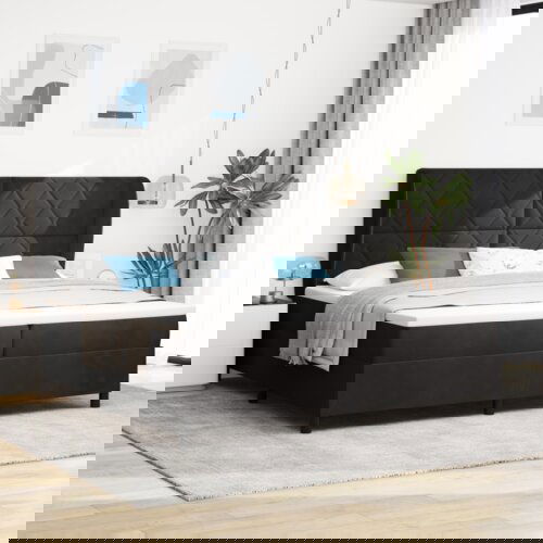Box Spring Krevet s Madracem Crni 200x200 cm Baršun Cijene