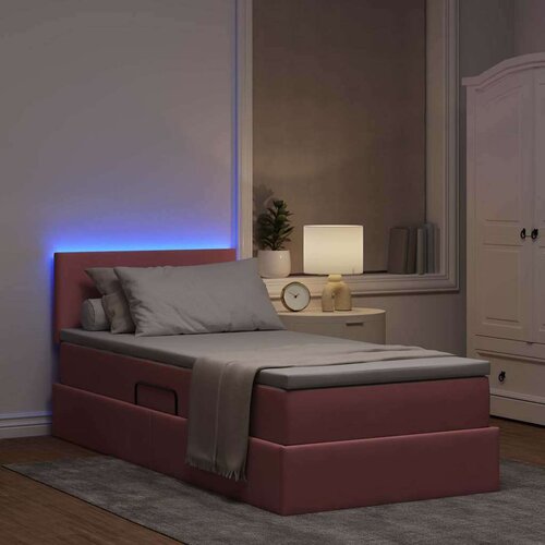  Krevet s prostorom za pohranu s LED-om Ružičasta 90 x 200 cm Slike