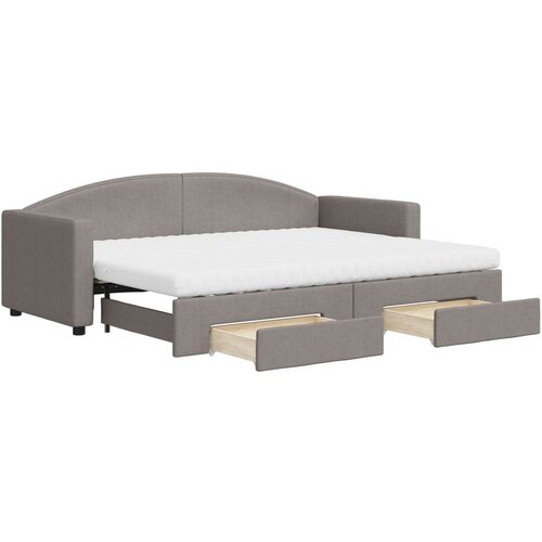 VidaXL dnevni krevet na razvlačenje smeđesivi 80 x 200 cm od tkanine Slike