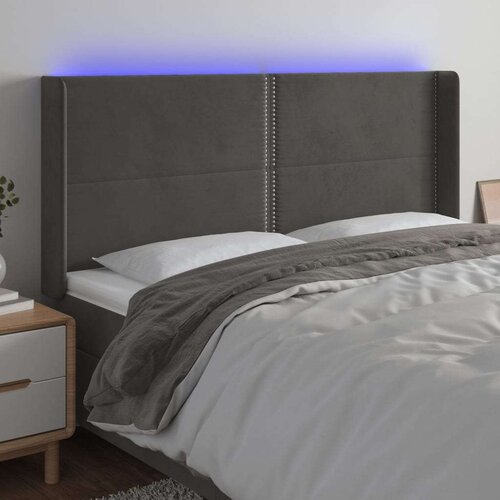  Posteljno vzglavje temno sivo 163x16x118/128 cm žamet, (20953310) Cene