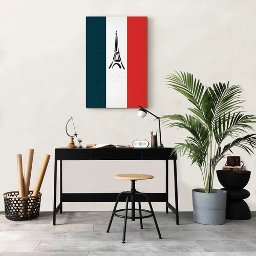  Slika - French Flag With Graphic Eiffel Tower 60x90 Na talijanskom platnu Cene