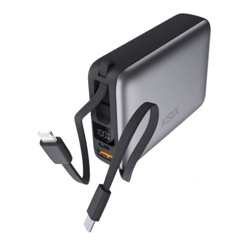 Ksix BPB20PD22INTG 20000mAh MINI POWERBANK 22.5W, LED DISPLAY+KABL USB-C I LIGHTNING Slike
