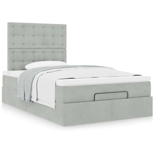 VidaXL Okvir kreveta s madracima svijetlosivi 120x200cm bar&amp;scaron;unasti Slike