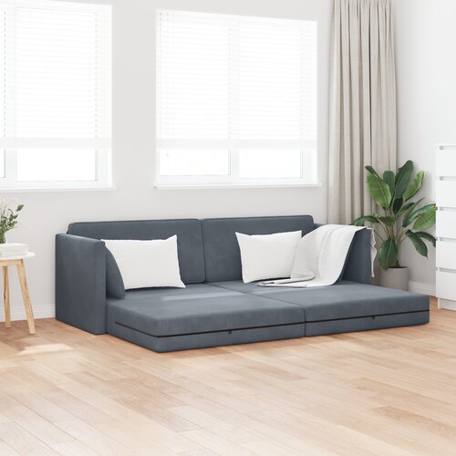 vidaXL floor sofa bed 2-in-1 temno siva 213x144x60 cm velvet Cene