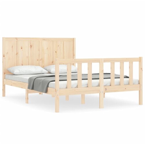 Maison Chic Posteljni Okvir - Dvoposteljna postelja z vzglavjem trden les, (22080485) Cene