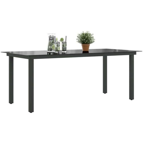 In vrtni stol crni 190 x 90 x 74 cm aluminijum i staklo Slike