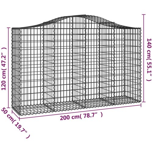  Lučne gabionske ko&amp;scaron;are 7 kom 200x50x120/140cm pocinčano željezo Slike