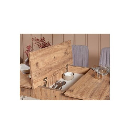Hanah home Set Trpezarijski sto, 2 trpezarijske stolice i klupa Vina 0701 3, Svijetlosivi Slike