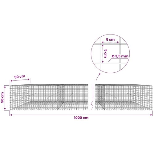  Gabion s žicom debljine 3 5 mm i mrežom 5x5 cm 1000x50x50 cm - 50 cm 50 cm 1000 cm Slike