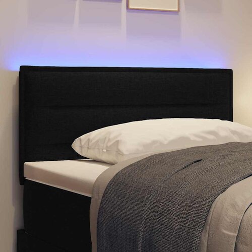  LED glava kreveta s LED trakama s uzglavljem Crna 80 cm tkanina Slike