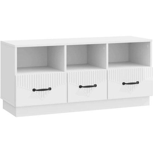 TV omarica Bela visok sijaj 102 x 34,5 x 47 cm Inženirski les, (5000210347) Cene