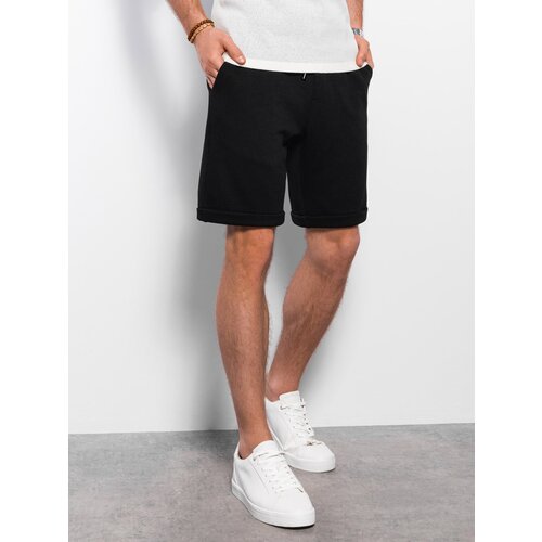 Ombre Men's knit shorts with elastic waistband - black Cene
