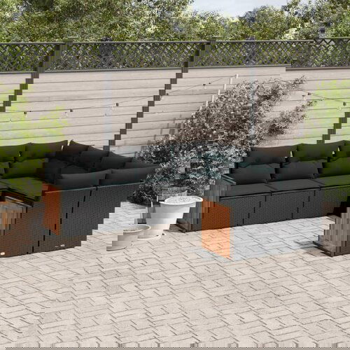 VidaXL 8-dijelni set vrtnih sofa od poliratana s jastucima crni Slike