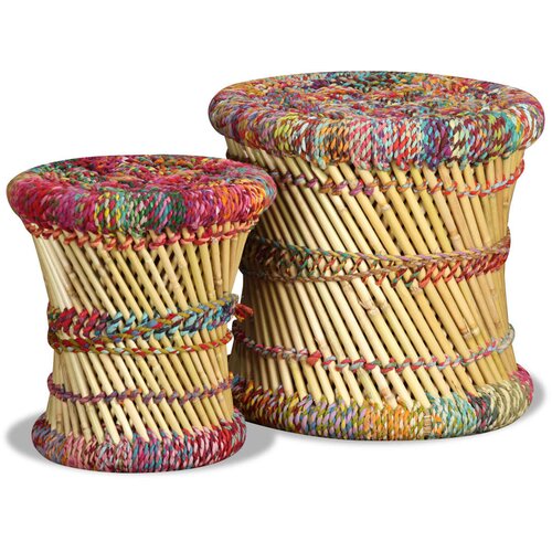  Stolci od bambusa sa chindi detaljima 2 kom vi&amp;scaron;ebojni Slike