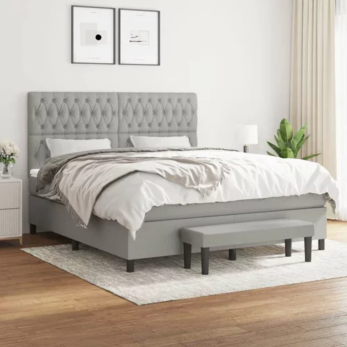  Box spring postelja z vzmetnico svetlo siva 180x200 cm blago, (20789002)