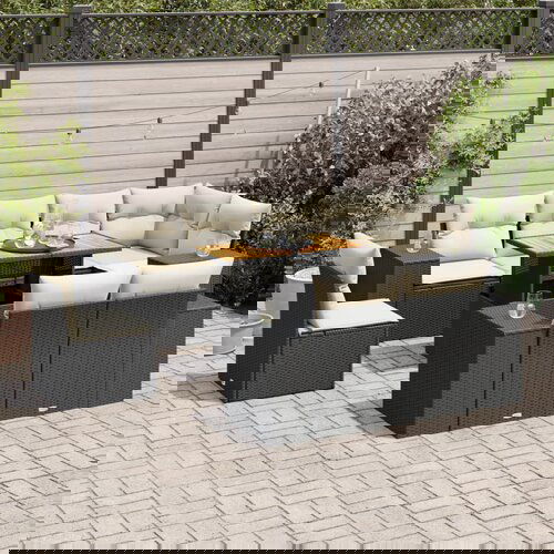 vidaXL 9-dijelni set vrtnih sofa s jastucima crni od poliratana Cijene