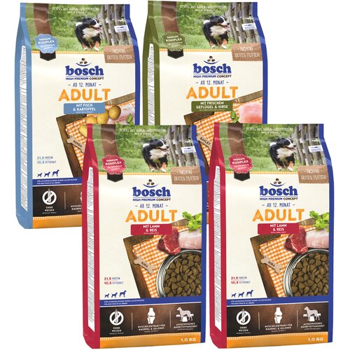  Me&scaron;ano poskusno pakiranje bosch Adult suha hrana 4 x 1 kg - 4 x 1 kg Bosch Adult suha hrana pa pse Cijene